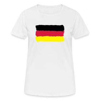 schwarz rot gold Deutschland Fahne Germany - Frauen T-Shirt atmungsaktiv - Weiß - Vorne - AI Model Female 172 dark (172cm)