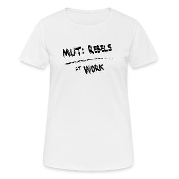 MUT Rebels schwarz - Frauen T-Shirt atmungsaktiv - Weiß - Vorne - AI Model Female 172 dark (172cm)