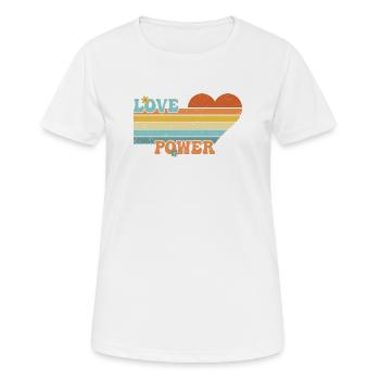 Love Power - Cœur d’amour rétro des années 60 et 70 - T-shirt respirant Femme - blanc - Devant - AI Model Female 172 dark (172cm)