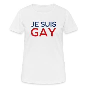 Ich bin schwul - Frauen T-Shirt atmungsaktiv - Weiß - Vorne - AI Model Female 172 dark (172cm)