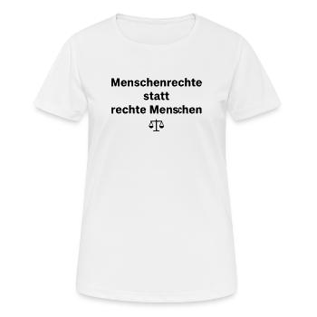 Droits de l’homme : Balance - T-shirt respirant Femme - blanc - Devant - AI Model Female 172 dark (172cm)