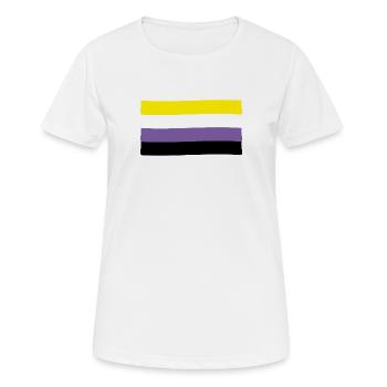 Non-binäre Flagge: Stolz und Identität - Frauen T-Shirt atmungsaktiv - Weiß - Vorne - AI Model Female 172 dark (172cm)