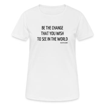 Zitat / Liebe / Leben / Glück / Philosophie - Frauen T-Shirt atmungsaktiv - Weiß - Vorne - AI Model Female 172 dark (172cm)