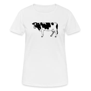 Kuh schwarzpelzig, Milchrasse - Frauen T-Shirt atmungsaktiv - Weiß - Vorne - AI Model Female 172 dark (172cm)