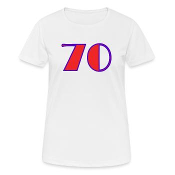 70. 70 ANS. 70e ANNIVERSAIRE. ANNIVERSAIRE 70 ANS. - T-shirt respirant Femme - blanc - Devant - AI Model Female 172 dark (172cm)