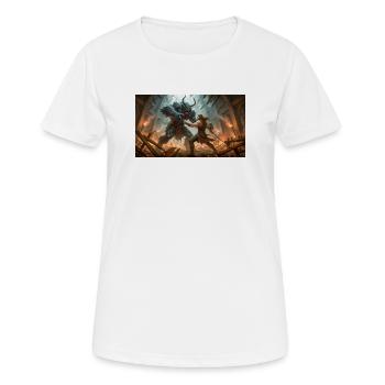 Beowulf combat le monstre Grendel dans la nuit nordique - T-shirt respirant Femme - blanc - Devant - AI Model Female 172 dark (172cm)