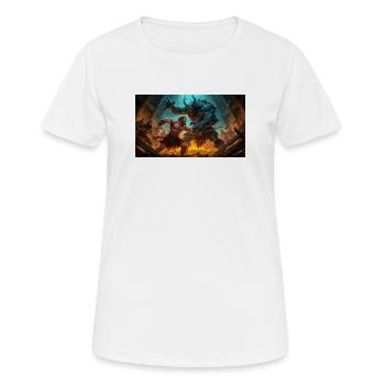 Beowulf affronte le monstre Grendel la nuit - T-shirt respirant Femme - blanc - Devant - AI Model Female 172 dark (172cm)