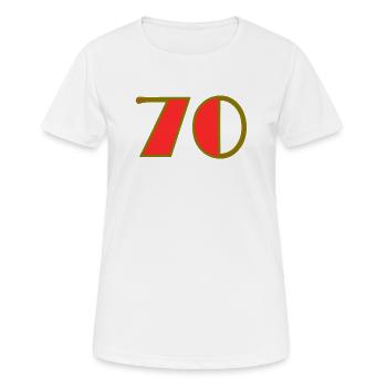 70. 70 ANS. 70e ANNIVERSAIRE. ANNIVERSAIRE 70 ANS. - T-shirt respirant Femme - blanc - Devant - AI Model Female 172 dark (172cm)