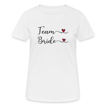 Team Bride mignonne typographie manuscrite avec un cœur - T-shirt respirant Femme - blanc - Devant - AI Model Female 172 dark (172cm)