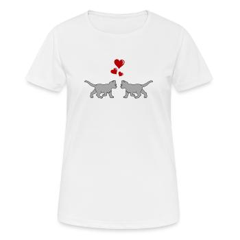 katze_verliebt_02 - T-shirt respirant Femme - blanc - Devant - AI Model Female 172 dark (172cm)
