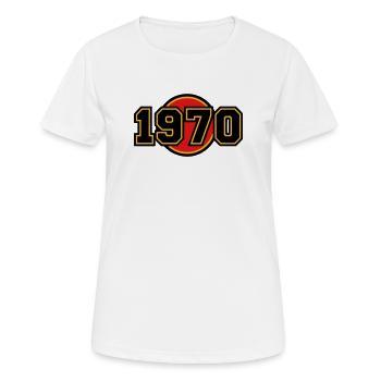 Logo rétro de l’année de naissance de 1970 - T-shirt respirant Femme - blanc - Devant - AI Model Female 172 dark (172cm)