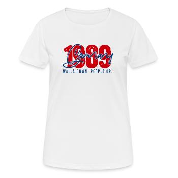 1989 Germany – Walls Down. People Up | Fall of the Berlin Wall - Women's Breathable T-Shirt - white - Front - AI Model Female 172 dark (172cm)