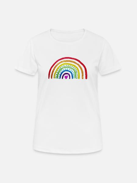 Regenbogen-Glitzer - Frauen T-Shirt atmungsaktiv - Weiß