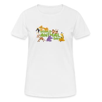 Journée mondiale des animaux Cartoon Tee - T-shirt respirant Femme - blanc - Devant - AI Model Female 172 dark (172cm)