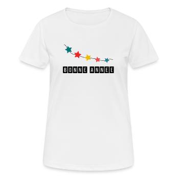 HAPPY NEW YEAR. NEW YEAR'S EVE. NEW YEAR - Women's Breathable T-Shirt - white - Front - AI Model Female 172 dark (172cm)