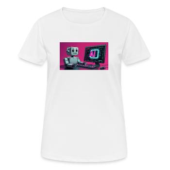 Robot IA futuriste et écran technologique - T-shirt respirant Femme - blanc - Devant - AI Model Female 172 dark (172cm)