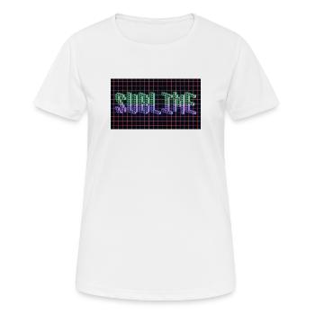SUBLIME 3D Pixel Typography | Retro 80s Wireframe  - Women's Breathable T-Shirt - white - Front - AI Model Female 172 dark (172cm)