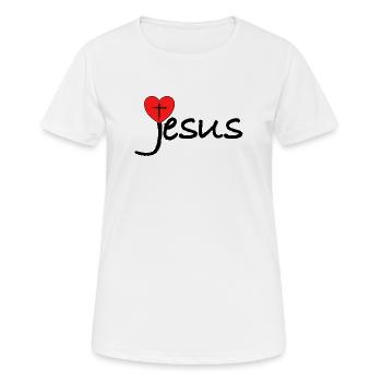 Cœur de Jésus avec croix - T-shirt respirant Femme - blanc - Devant - AI Model Female 172 dark (172cm)