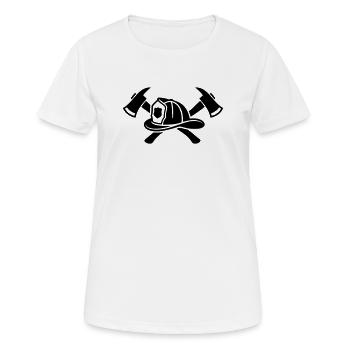 Logo du casque de pompier Aexte - T-shirt respirant Femme - blanc - Devant - AI Model Female 172 dark (172cm)