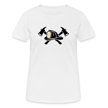 Feuerwehrhelm Aexte Grafik - Frauen T-Shirt atmungsaktiv - Weiß - Vorne - AI Model Female 172 dark (172cm)