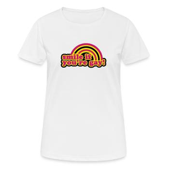 smile if you're gay - T-shirt respirant Femme - blanc - Devant - AI Model Female 172 dark (172cm)