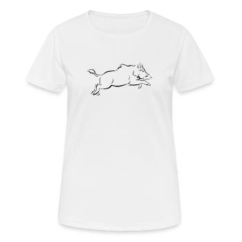 Wildschwein im Sprung - Frauen T-Shirt atmungsaktiv - Weiß - Vorne - AI Model Female 172 dark (172cm)