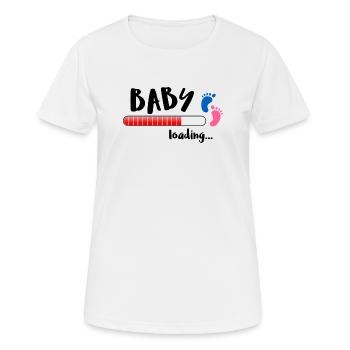 Pieds de chargement de bébé - T-shirt respirant Femme - blanc - Devant - AI Model Female 172 dark (172cm)