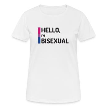 Bonjour, je suis bisexuel - T-shirt respirant Femme - blanc - Devant - AI Model Female 172 dark (172cm)