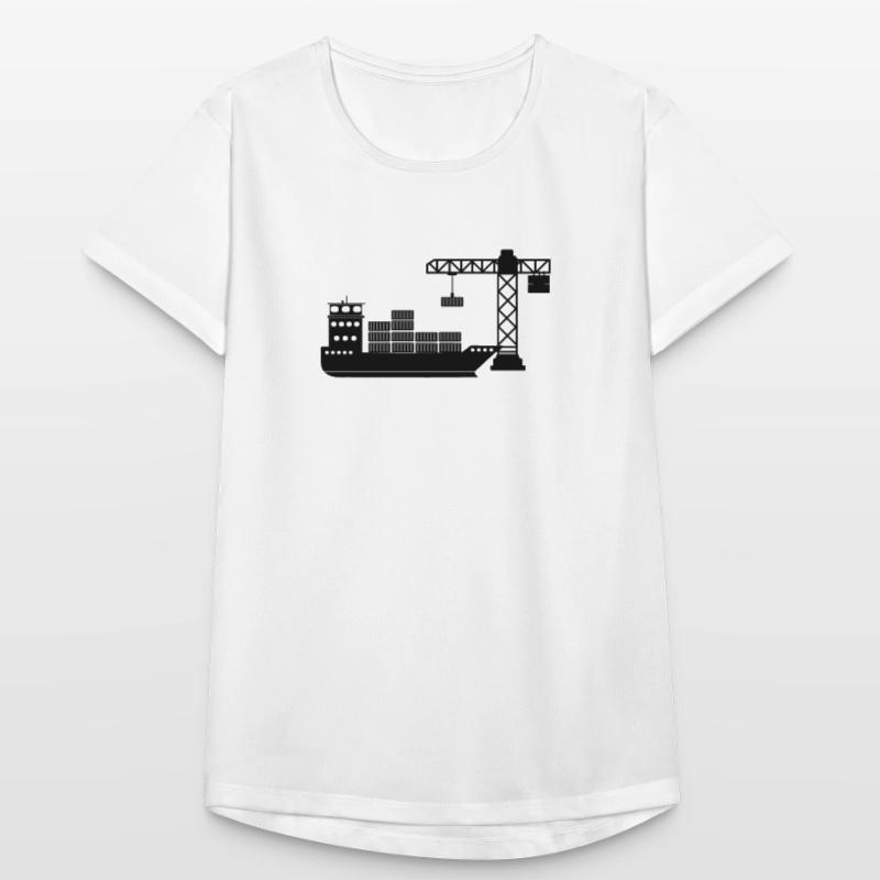 Sea container boat with crane unloading Women's Breathable T-Shirt