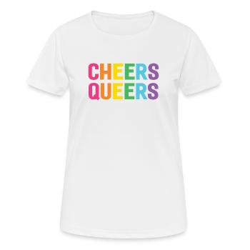 LGBTQ Cheers Queers - T-shirt respirant Femme - blanc - Devant - AI Model Female 172 dark (172cm)