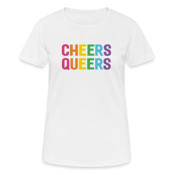 LGBTQ Cheers Queers - T-shirt respirant Femme - blanc - Devant - AI Model Female 172 dark (172cm)