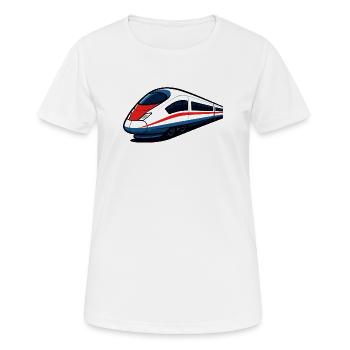 Neonlinien Hochgeschwindigkeitszug - Frauen T-Shirt atmungsaktiv - Weiß - Vorne - AI Model Female 172 dark (172cm)