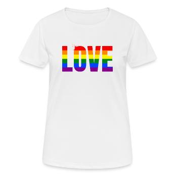 LOVE Rainbow Statement – Bold Equality Message - Frauen T-Shirt atmungsaktiv - Weiß - Vorne - AI Model Female 172 dark (172cm)