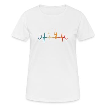 Pêcheur pêcheur pêcheur heartbeat - T-shirt respirant Femme - blanc - Devant - AI Model Female 172 dark (172cm)