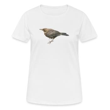 Amsel Jungvogel - Frauen T-Shirt atmungsaktiv - Weiß - Vorne - AI Model Female 172 dark (172cm)