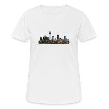 Berliner Skyline Illustration - Frauen T-Shirt atmungsaktiv - Weiß - Vorne - AI Model Female 172 dark (172cm)