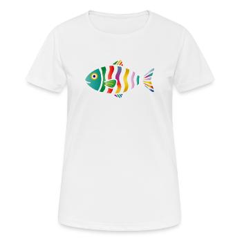 Bunter Fisch | Farbenfrohes Meeresmotiv - Frauen T-Shirt atmungsaktiv - Weiß - Vorne - AI Model Female 172 dark (172cm)