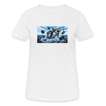 Vêtements d’entraînement pour requins - T-shirt respirant Femme - blanc - Devant - AI Model Female 172 dark (172cm)