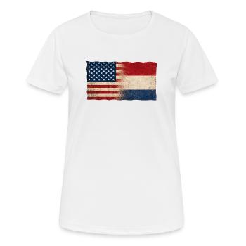 États-Unis, Hollande, Pays-Bas Drapeau Amitié - T-shirt respirant Femme - blanc - Devant - AI Model Female 172 dark (172cm)
