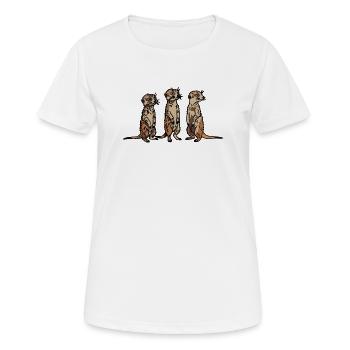 Niedliches, handgezeichnetes Erdmännchen-Trio-Design - Frauen T-Shirt atmungsaktiv - Weiß - Vorne - AI Model Female 172 dark (172cm)