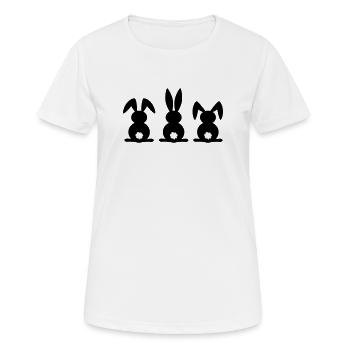 Rabbit silhouette. Happy Easter or Easter party. Egg. - Women's Breathable T-Shirt - white - Front - AI Model Female 172 dark (172cm)