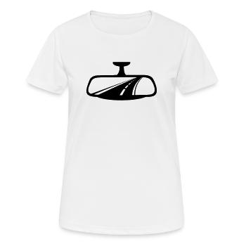 Rétroviseur de voiture avec autoroute - T-shirt respirant Femme - blanc - Devant - AI Model Female 172 dark (172cm)
