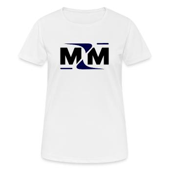 MYM Monogramm: Bold Swoosh Edition - Frauen T-Shirt atmungsaktiv - Weiß - Vorne - AI Model Female 172 dark (172cm)