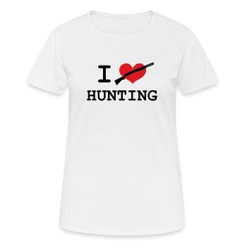 J'aime chasser - T-shirt respirant Femme - blanc - Devant - AI Model Female 172 dark (172cm)