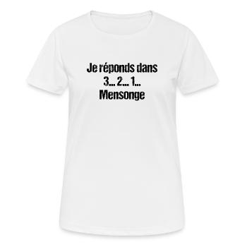 123 mensonges  - T-shirt respirant Femme - blanc - Devant - AI Model Female 172 dark (172cm)