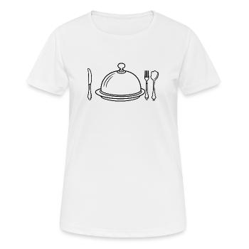 Ich esse, also bin ich - Frauen T-Shirt atmungsaktiv - Weiß - Vorne - AI Model Female 172 dark (172cm)