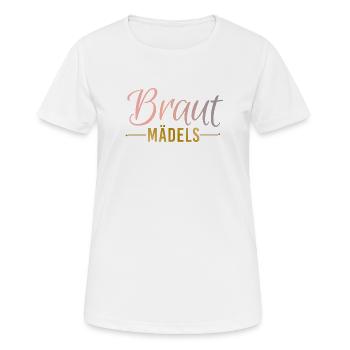 Braut Mädels Ringe Federn JGA Junggesellenabschied - Frauen T-Shirt atmungsaktiv - Weiß - Vorne - AI Model Female 172 dark (172cm)
