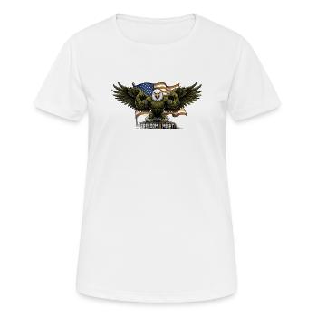 Adler vor dem Hintergrund der US-Flagge - Frauen T-Shirt atmungsaktiv - Weiß - Vorne - AI Model Female 172 dark (172cm)