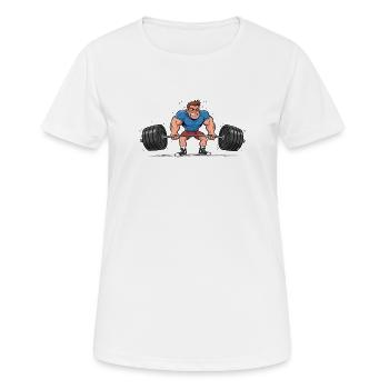 Comic Gewichtheber – Starker Mann beim Training - Frauen T-Shirt atmungsaktiv - Weiß - Vorne - AI Model Female 172 dark (172cm)