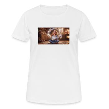 Magic of Reading: Girl with Flying Books in a Cozy - Women's Breathable T-Shirt - white - Front - AI Model Female 172 dark (172cm)